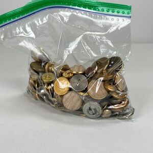 Lot of Buttons Mostly Gold Tone Modern Some Vintage Sewing Crafts Repair
